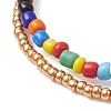 Glass Seed Double Layer Multi-strand Bracelets BJEW-MZ00055-02-4