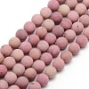 Natural Frosted Rhodonite Round Bead Strands G-M064-8mm-04-1