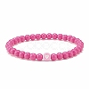 6Pcs 6 Color Flat Round with Heart Acrylic Beaded Stretch Bracelets Set for Women BJEW-JB08062-4