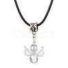 Glass Seed Beads & Glass Pearl Angel Pendant Necklaces NJEW-MZ00056-01-1