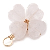 Natural Rose Quartz Clover Pendants PALLOY-JF03180-04-4