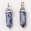 Natural Blue Spot Jasper Double Terminated Pointed Pendants G-F295-04C-4
