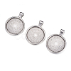 Flat Round Alloy Pendant Cabochon Settings PALLOY-A15654-AS-1-2