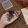 Vintage Alloy Flat Round Hollow Pocket Watch with Brass Curb Chain AJEW-PH0007-68B-3