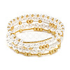 5Pcs 5 Styles Brass & Imitation Pearl Round Beads Stretch Bracelets QX7837-1-5