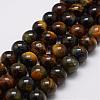 Natural Yellow Blue Tiger Eye(Dyed & Heated) Bead Strands G-P230-07-16mm-1