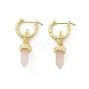 Natural Rose Quartz Hoop Earrings EJEW-P306-01G-07-4