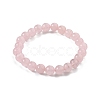 Natural Rose Quartz Bead Stretch Bracelets X-BJEW-K212-B-045-4