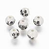 Floral Printed Porcelain Beads X-PORC-Q201-10mm-5-1