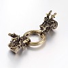 Tibetan Style Alloy Dragon Head with Ring Push Gate Spring Gate Rings PALLOY-E393-01-2