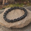 Cube Natural Lava Rock & Synthetic Non-magnetic Hematite Beads Stretch Bracelets for Women Men LS-PF6426-17-1