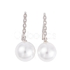 Rack Plating Brass Cubic Zirconia ABS Pearl Earring Hooks EJEW-S219-16P-04-1