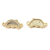Rack Plating Brass Micro Pave Clear Cubic Zirconia Connector Charms KK-K342-23G-2