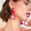 5 Pairs 5 Colors Hollow Star Acrylic Dangle Stud Earrings for Woman EJEW-AN0004-10-5