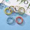 Round Glass Seed Beaded Finger Rings RJEW-JR00307-2