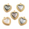 Natural Freshwater Shell Brass Heart Charms KK-Q806-07G-1