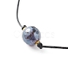 Pearl Luster Plated Round Faceted Natural Agate Pendant Necklace NJEW-JN03657-03-5
