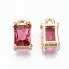 Brass Glass Rhinestone Pendants GLAA-S179-21F-RS-3