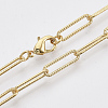 Brass Textured Paperclip Chain Necklace Making MAK-S072-01A-G-1