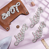 4Pcs Word Love Glass Crystal Rhinestone with Plastic Pearl Sew on Cloth Patches PATC-FG0003-51-4