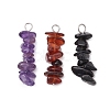 3Pcs Natural Amethyst & Garnet & Obsidian Chip Beaded Constellation Pendants PALLOY-JF03043-08-1