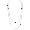 Baking Paint Pearlized Glass Pearl Round Beaded Long Necklaces NJEW-SW00066-02-1