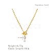 Minimalist Imitation Pearl Rice Pendant Stainless Steel PaPerclip Chain Necklaces for Everyday Women's Wear OX8079-2-3