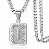 Rectangle with Letter Pattern 304 Stainless Steel Pendant Necklaces FS-WGFC766-05-1
