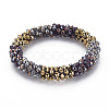 Crochet Glass Beads Braided Stretch Bracelet BJEW-T016-08H-1