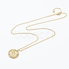 Brass Micro Pave Clear Cubic Zirconia Pendant Necklaces NJEW-E153-01R-2