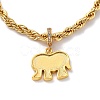 Brass Enamel Elephant Charm Bracelets BJEW-L652-22-G-4