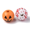 40Pcs 4 Colors Halloween Theme Printed Natural Wooden Beads WOOD-FS0001-03-4