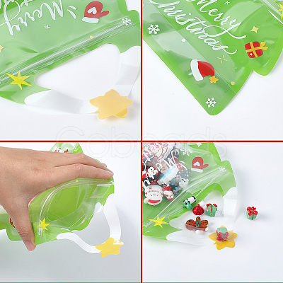 25Pcs Christmas Tree PET with COP Cookies Storage Resealable Bags ABAG-SP0001-52-1