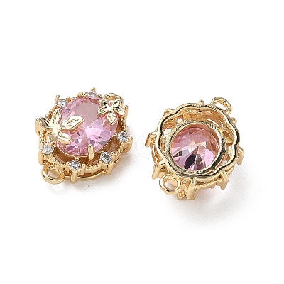 Brass Micro Pave Cubic Zirconia Connector Charms KK-P355-12G-03-1