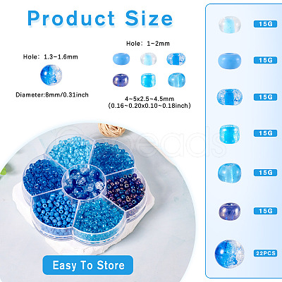 7 Styles Glass Seed Beads SEED-TA0001-41B-1