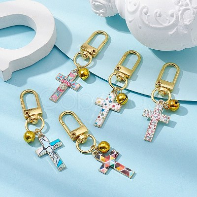 Cross Alloy Enamel Pendants Decorations HJEW-JM01074-1