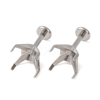 304 Stainless Steel Prong Earring Settings SA-CBA8B85-11E-01-1