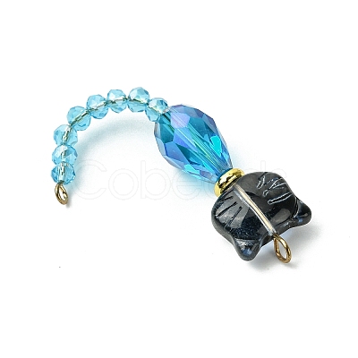 Cat Shapes Glass Links Connector Charms PALLOY-JF03239-1