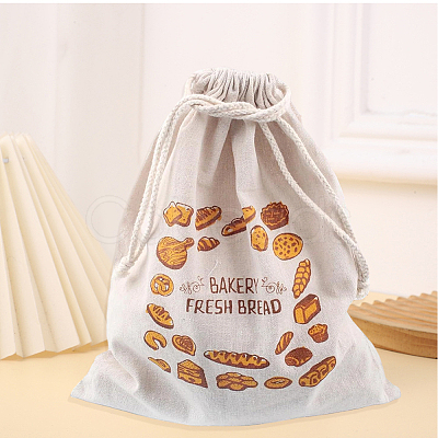 2Pcs Linen Bread Print Pouches AJEW-CP0003-81B-1