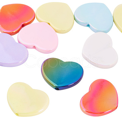 10Pcs UV Plating Opaque Acrylic Beads OACR-TA0001-11-1