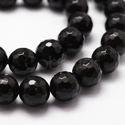 Natural Dyed & Heated Black Onyx Beads Strands X-G-D840-22-10mm-1