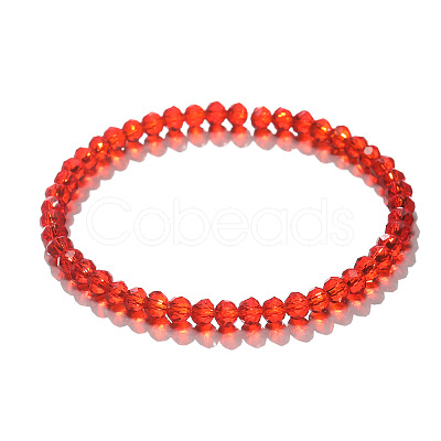 4mm Prism Faceted Rondelle Glass Beaded Stretch Bracelets for Women EH2213-2-1