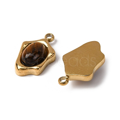 Natural Tiger Eye Irregular Oval Charms STAS-L022-525G-02-1