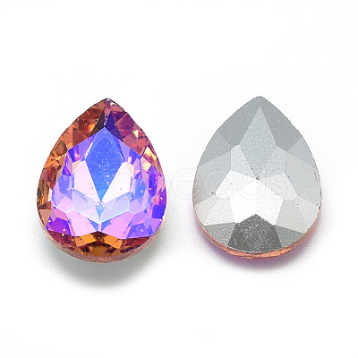 Pointed Back Glass Rhinestone Cabochons RGLA-T017-10x14mm-04-1