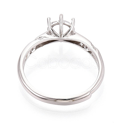 Rhodium Plated 925 Sterling Silver Micro Pave Cubic Zirconia Engagement Solitaire Ring Settings STER-N016-72P-1