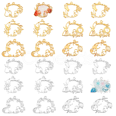 24Pcs 12 Style Alloy Open Back Bezel Pendants FIND-OC0001-44-1