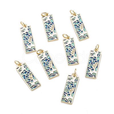Brass Micro Pave Clear Cubic Zirconia Pendants ZIRC-A020-10G-1