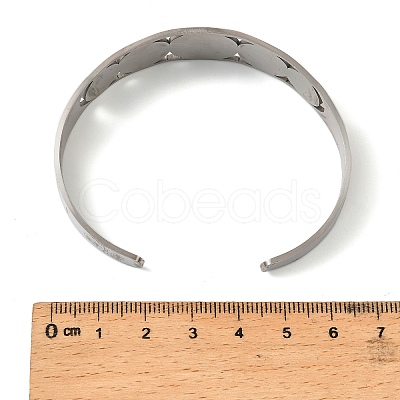 Religion 201 Stainless Steel Cuff Bangles for Women BJEW-F507-01P-1