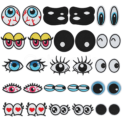 15 Styles Eye Computerized Embroidery Polyester Iron on/Sew on Patches PATC-NB0001-62-1