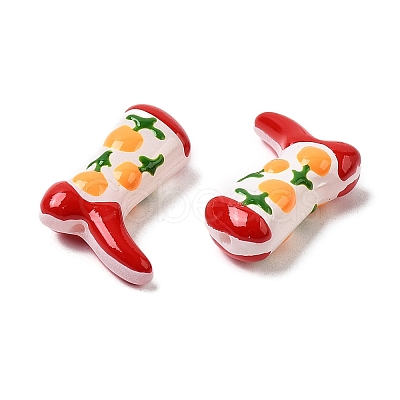 Boot Baking Paint Glass Enamel Beads LAMP-C020-02I-1